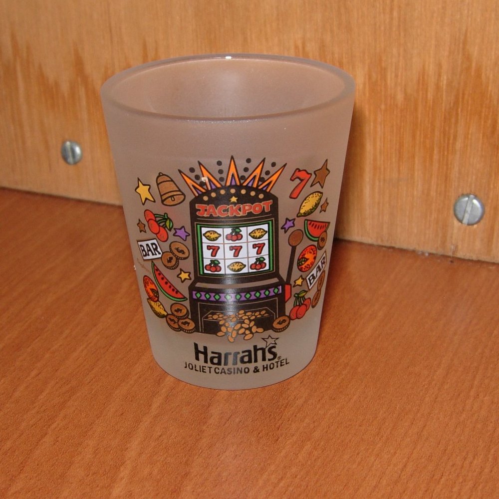 Harrahs Casino Souvenir Frosted Shot Glass